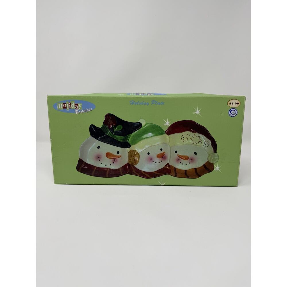 CIB Snack Tray In The Holiday Nostaglia Snowman Pattern In Original Box